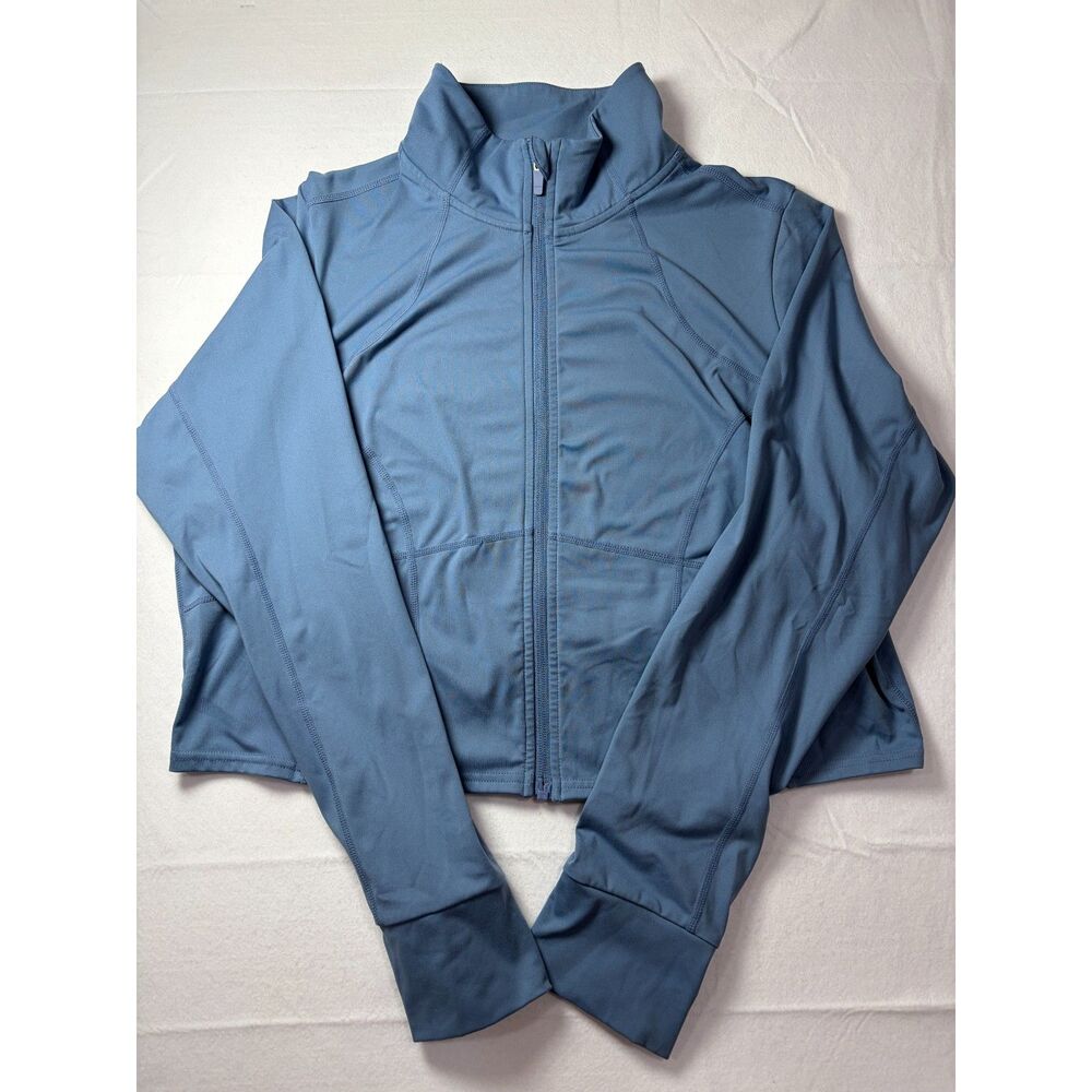 Fabletics Cropped Full Zip Define Active Jacket Slate Blue Athleisure Women XXL